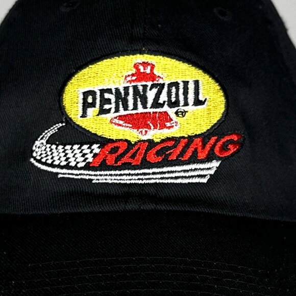 Pennzoil Racing Central Oil And Supply Adjustable Strapback Black Yellow Hat - Picture 2 of 15